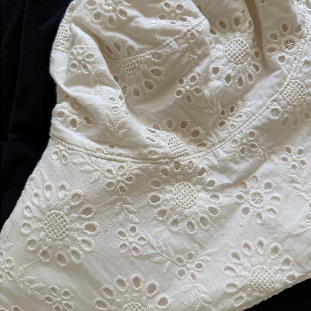 Solbari cream Eyelet Sun Hat with Chin Strap
